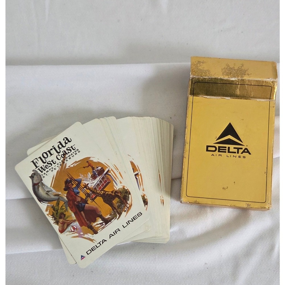Vintage Delta Air Lines Playing Cards Florida West Coast, Tampa Clearwater